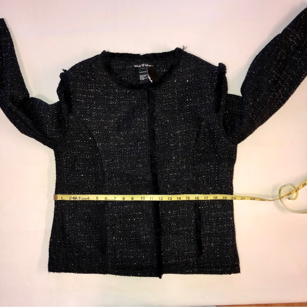 New Attitude Unknown Black Textured Fringed Jacket with Pockets (L) - Picture 14 of 16